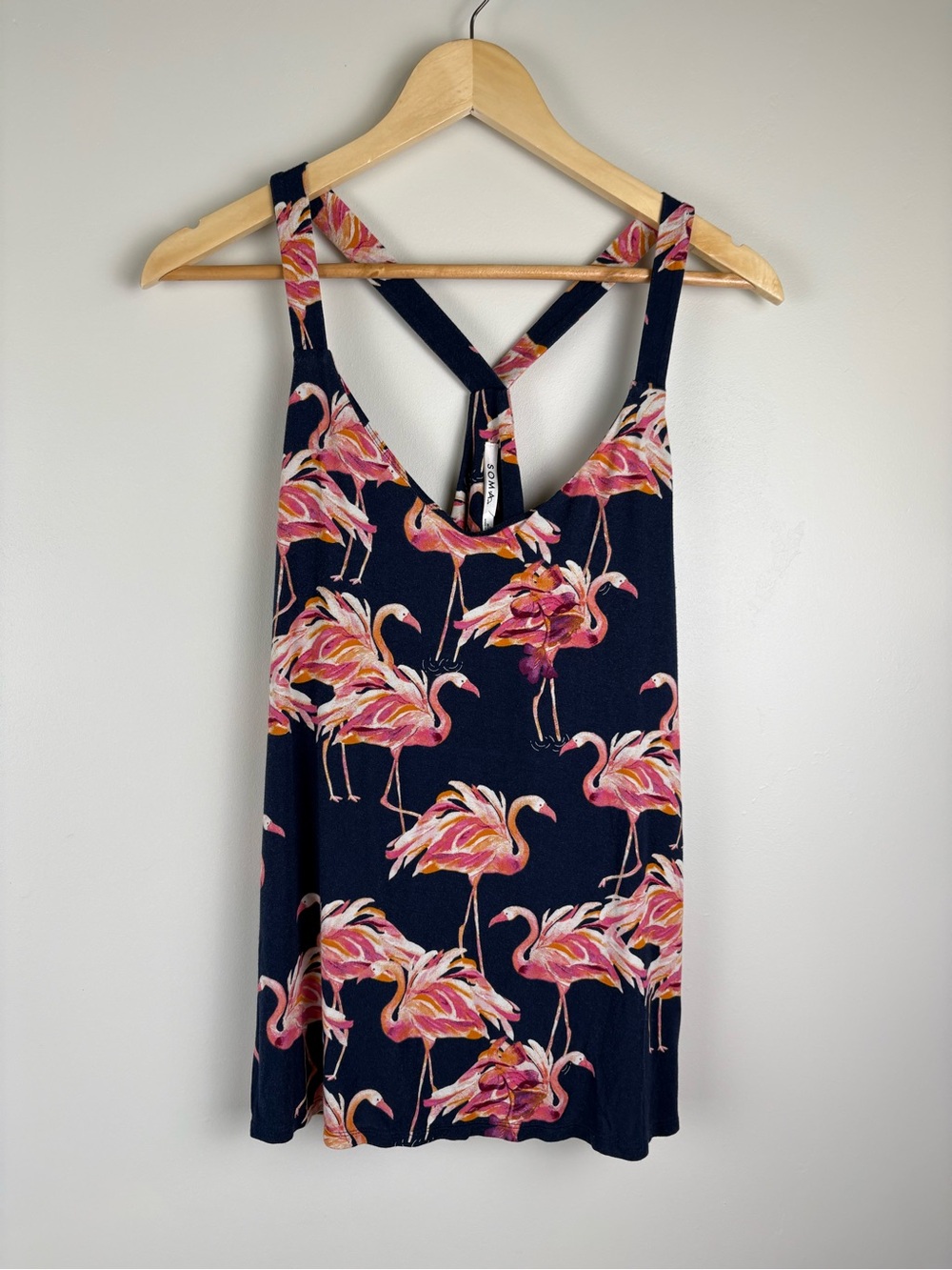 Soma Cool Nights Piped Racerback Pajama Tank Size Large Party Like a Flock Star